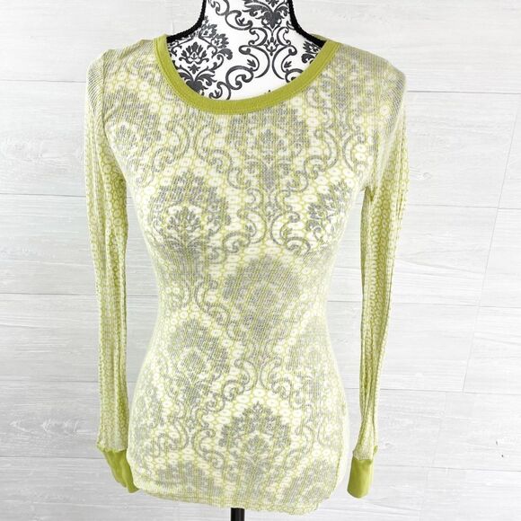 Free People Sheer Floral Ribbed Thermal Top - Picture 1 of 7